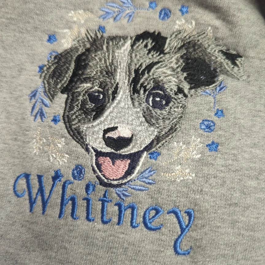 Custom Full Color Pocket Design Pet Embroidered Crewneck