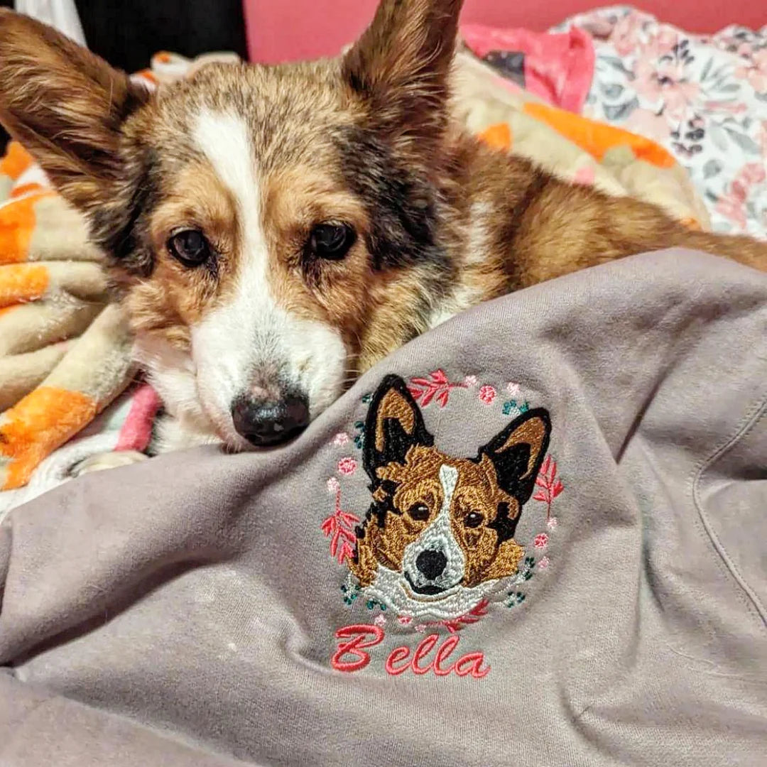 Custom Full Color Chest Pet Embroidered Crewneck