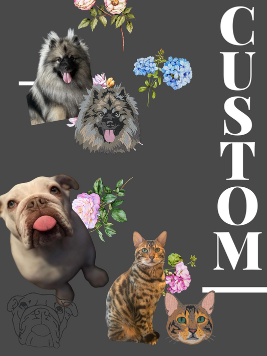 Custom Full Color Pocket Design Pet Embroidered Crewneck
