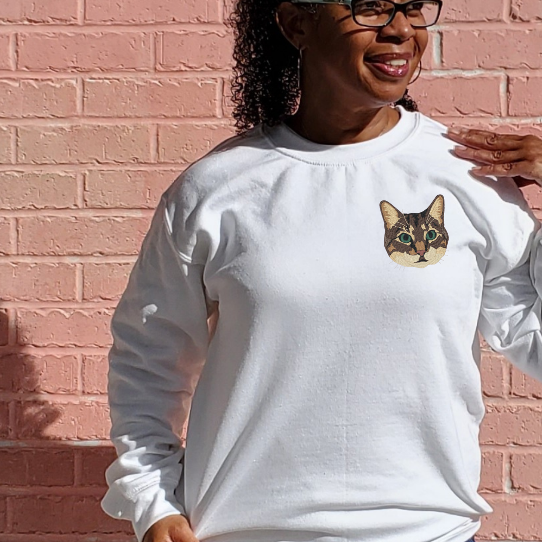 Calico Cat Embroidered Sweatshirt