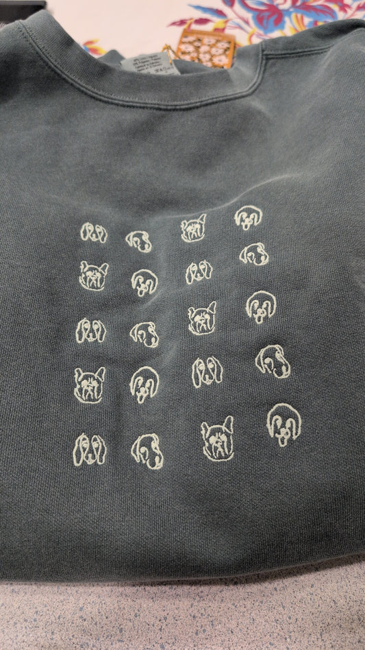 Dog Face Grid Crewneck